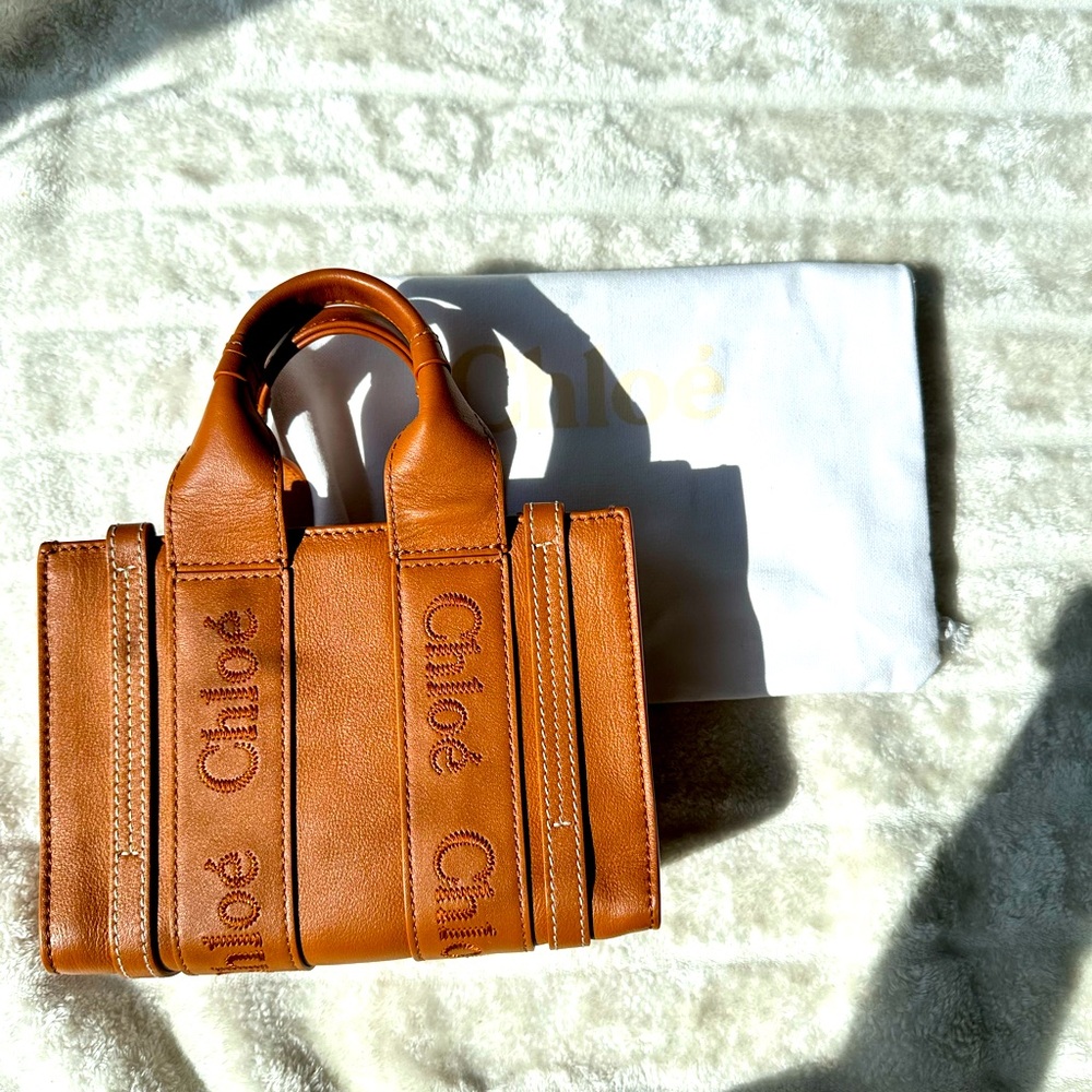 Mini Woody Tote | Tan | Leather | Crossbody